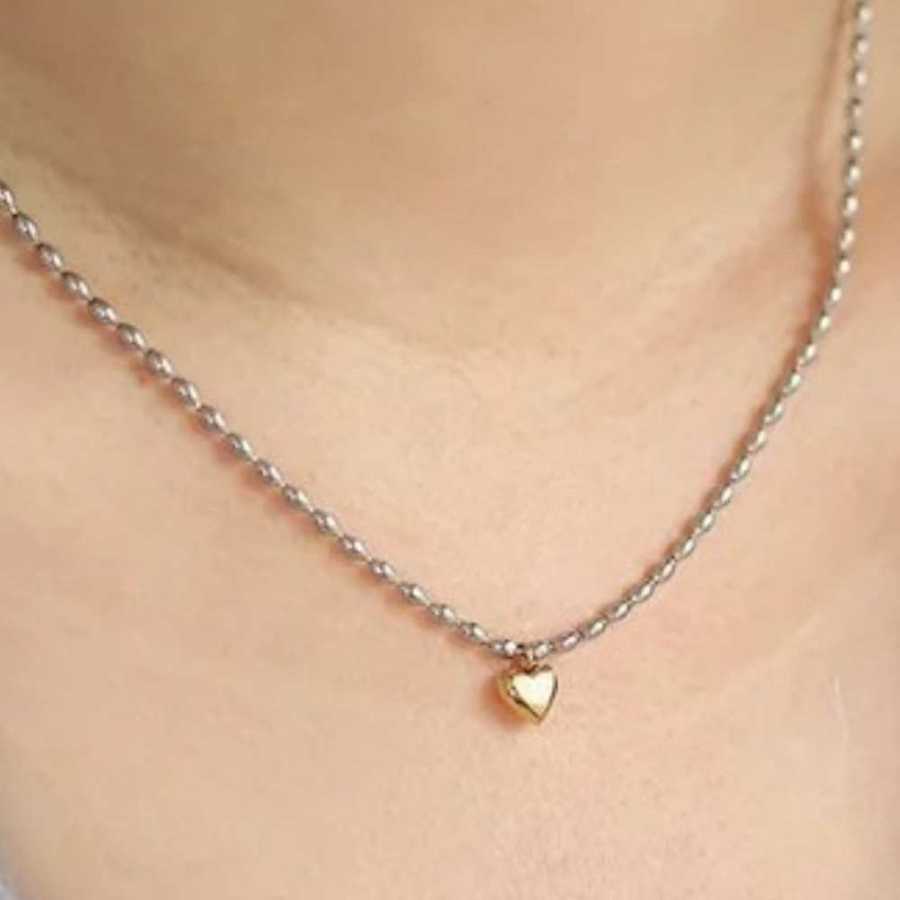 Corrente com Pingente de Coração em Aço