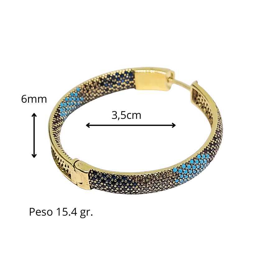 Brincos Argola Prata Zircônias Banho De Ouro