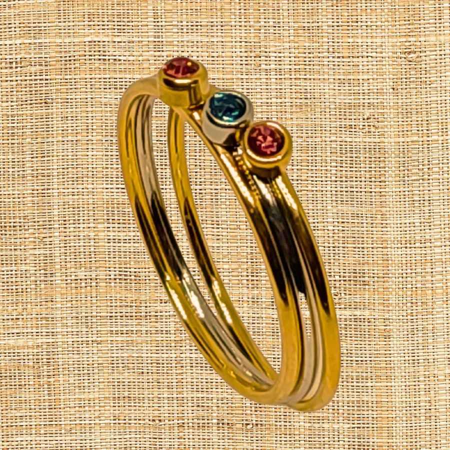 Kit, Anéis em Aço com banho de Ouro 18K