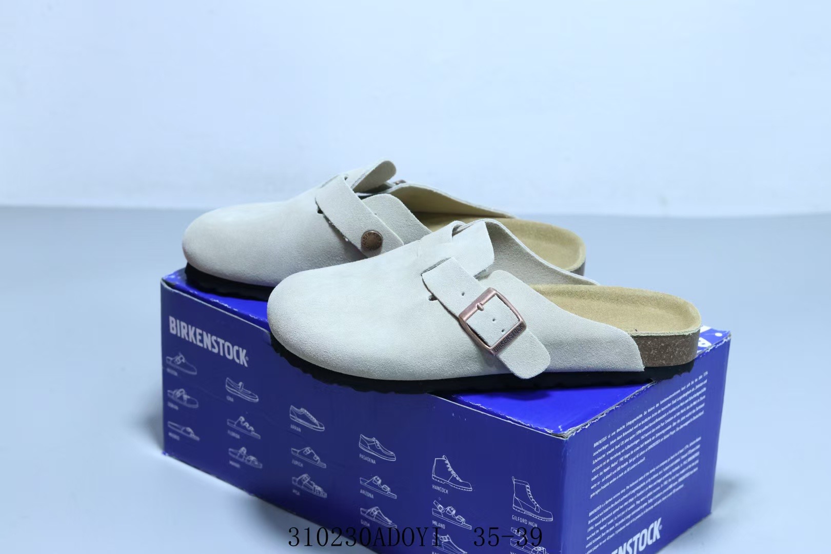 Birkenstock Clogs Boston Shearling Suede Leather - Antique White 