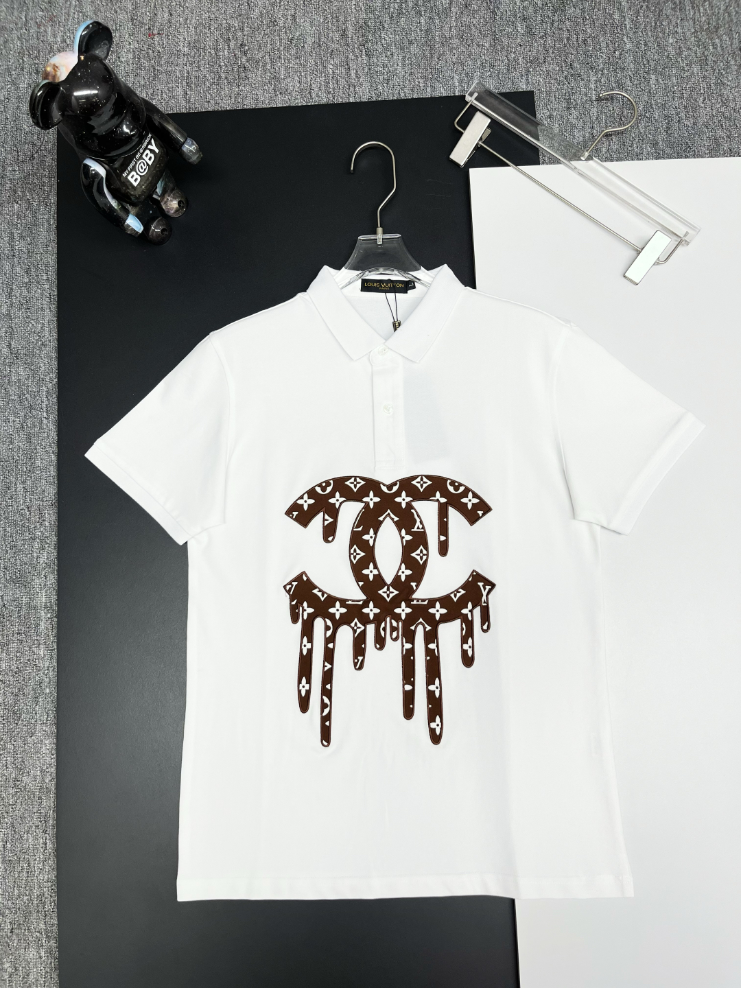 LV x Chanel White Polo Shirt