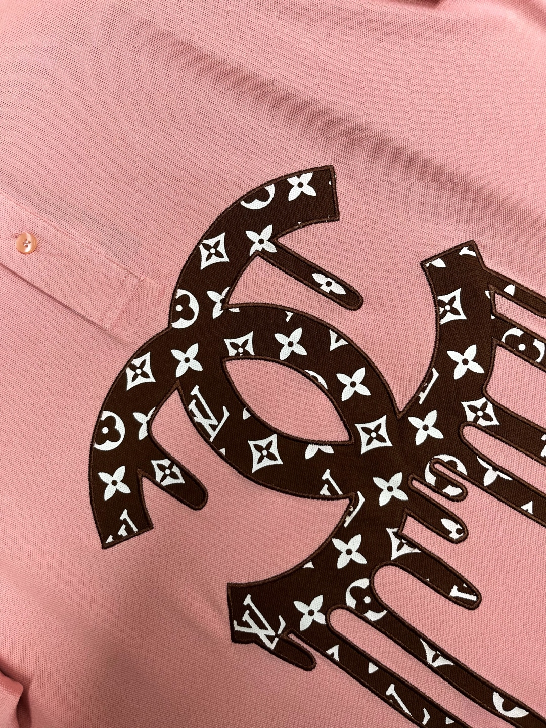 LV x Chanel Pink Polo Shirt 