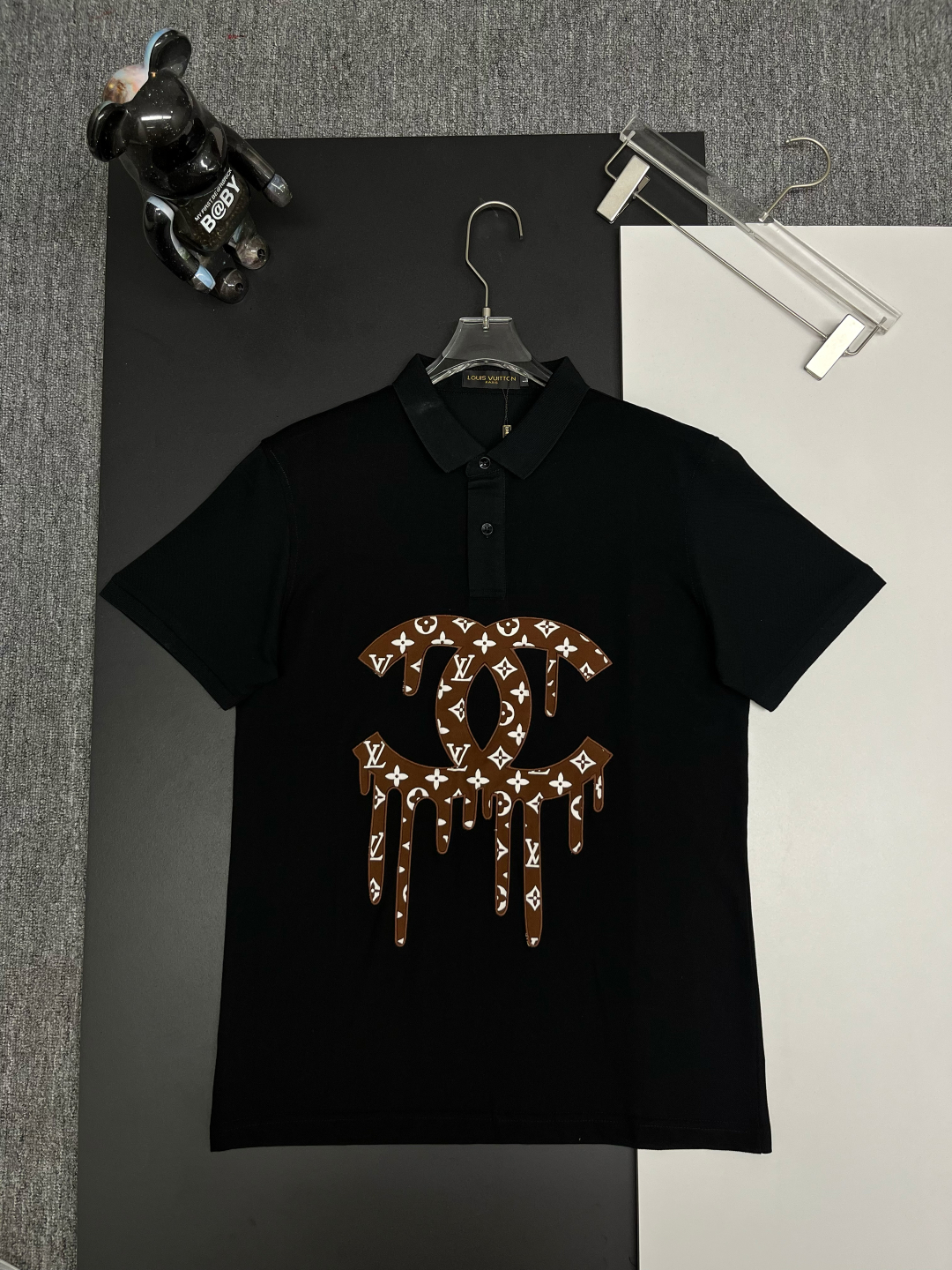 LV x Chanel Black Polo Shirt 