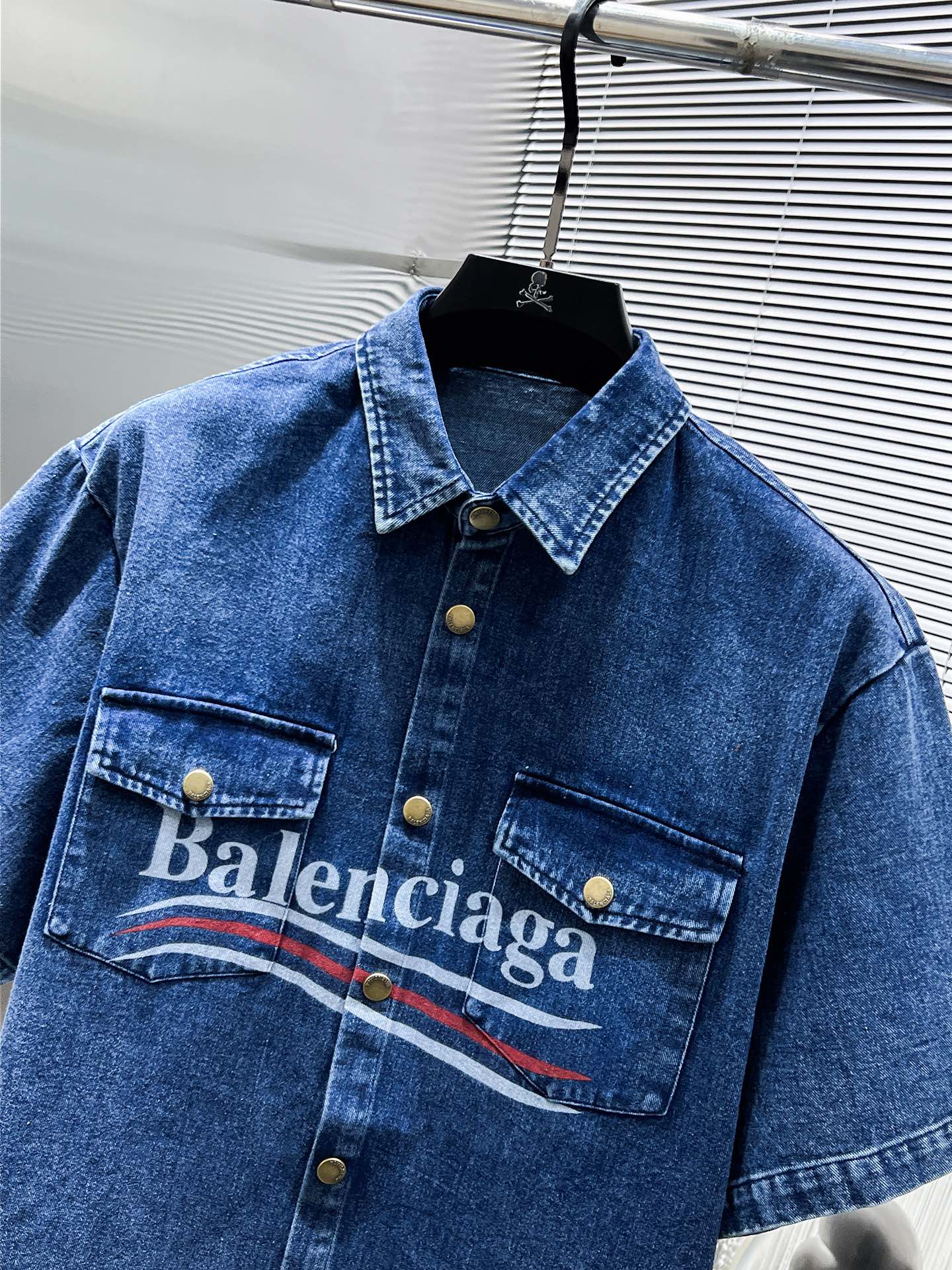 Balenciaga Denim Shirt and Shorts Set