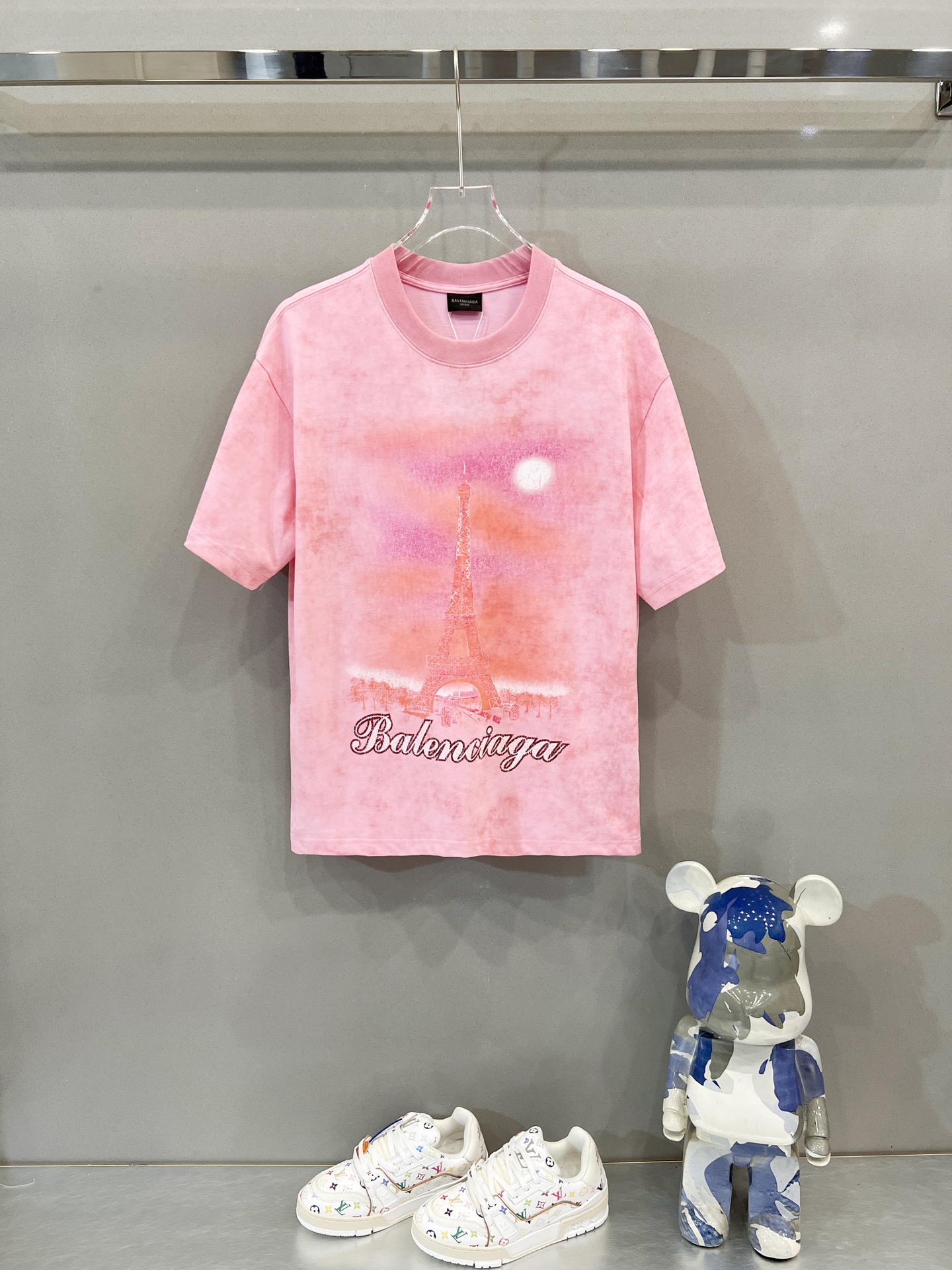 Balenciaga Pink Paris Moon T-Shirt
