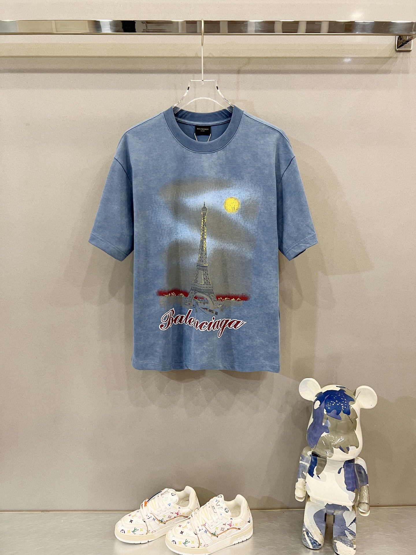 Balenciaga Blue Paris Moon T-Shirt
