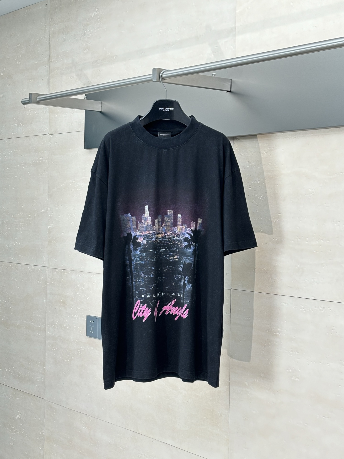City of Angels T-Shirt Medium Fit in Black Faded