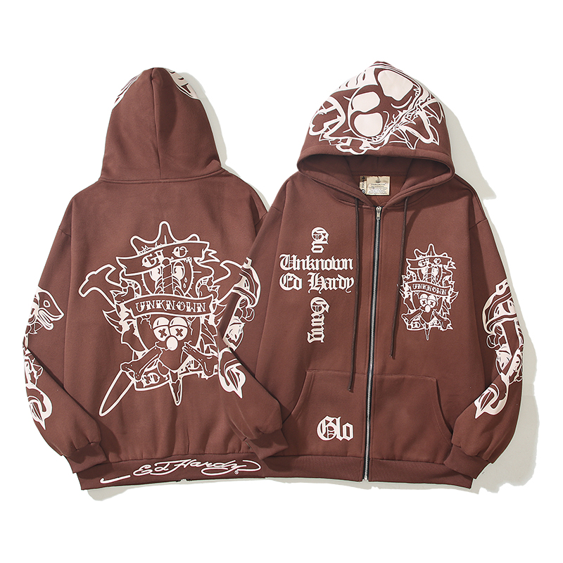 Ed Hardy x Glo Gang x Unknown London zip Hoodie