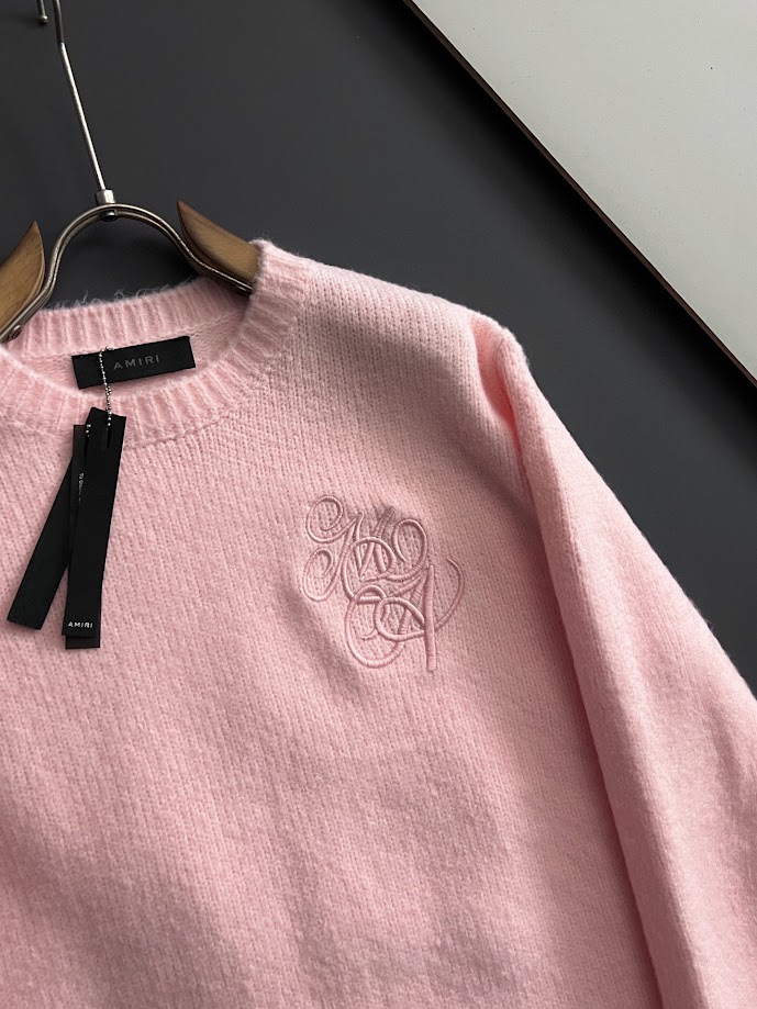 Fluffy knit crew neck sweater