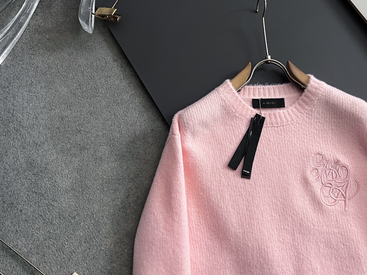 Fluffy knit crew neck sweater