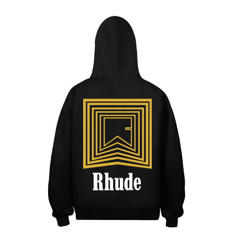 Rhude Black Chevron Logo Repeat Hoodie