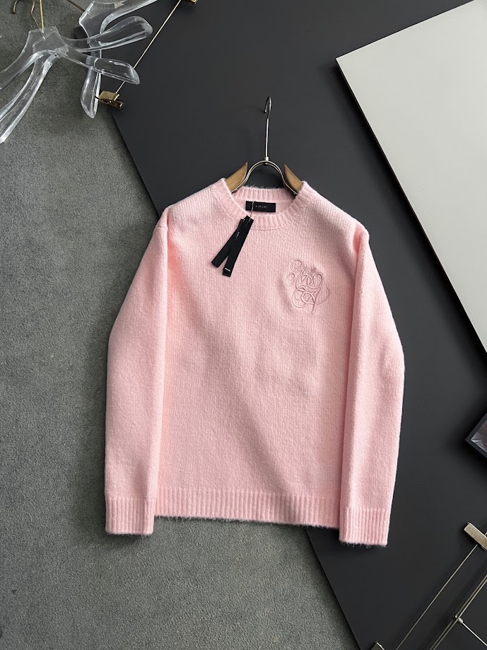 Fluffy knit crew neck sweater