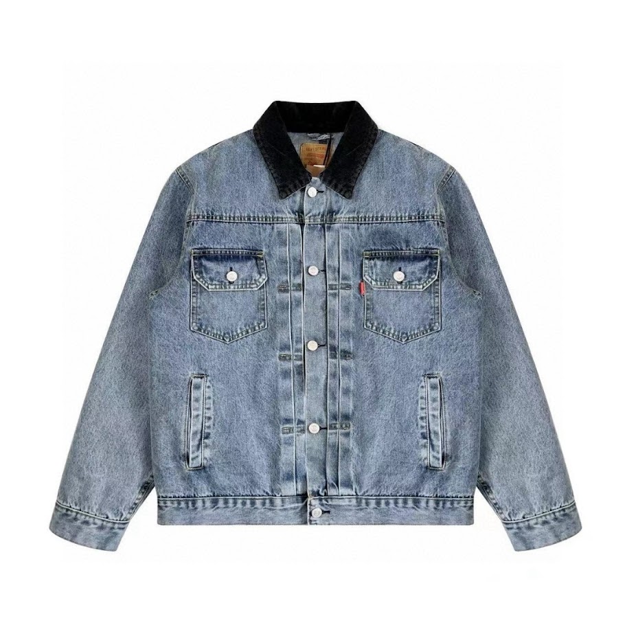 Embossed Praglad Trucker Jacket in Rugged Blue