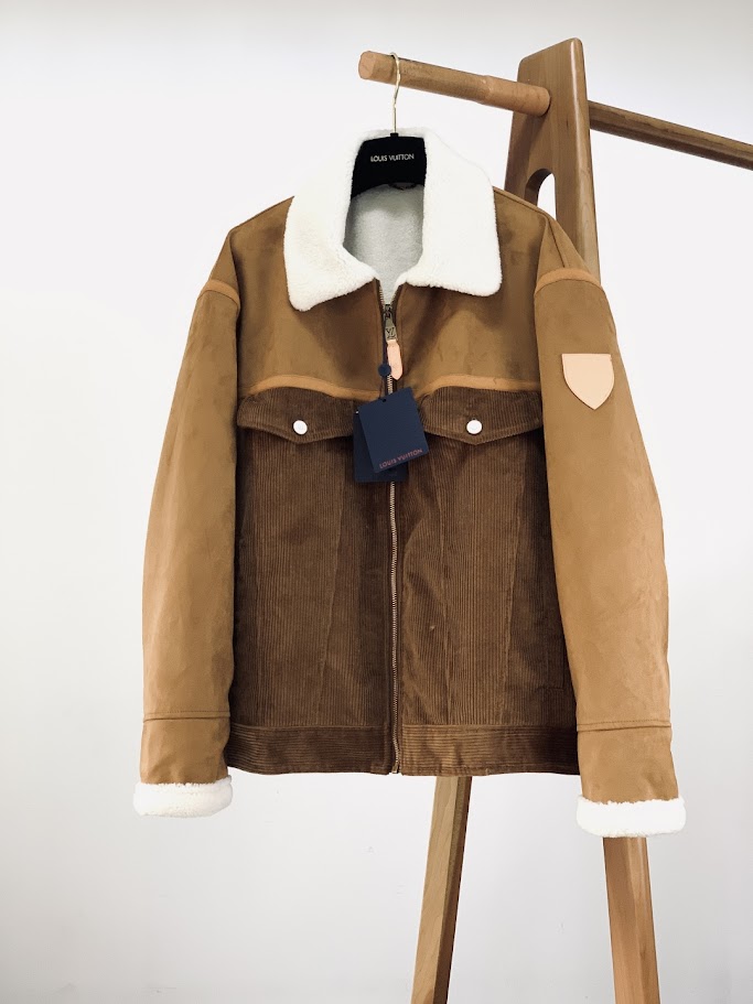 Corduroy and Shearling Mix Trucker Jacket