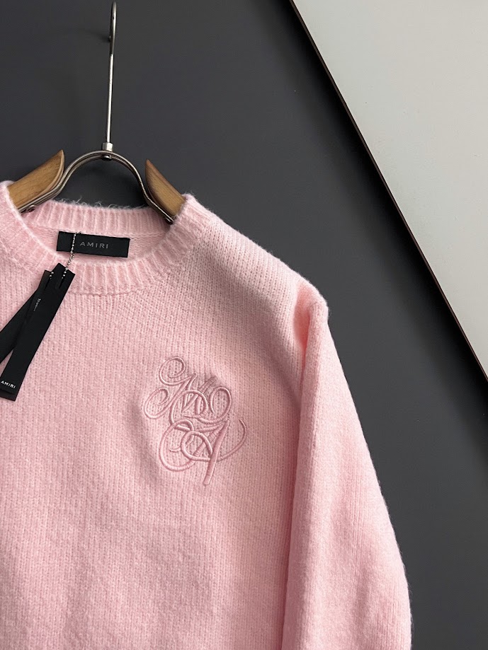 Fluffy knit crew neck sweater