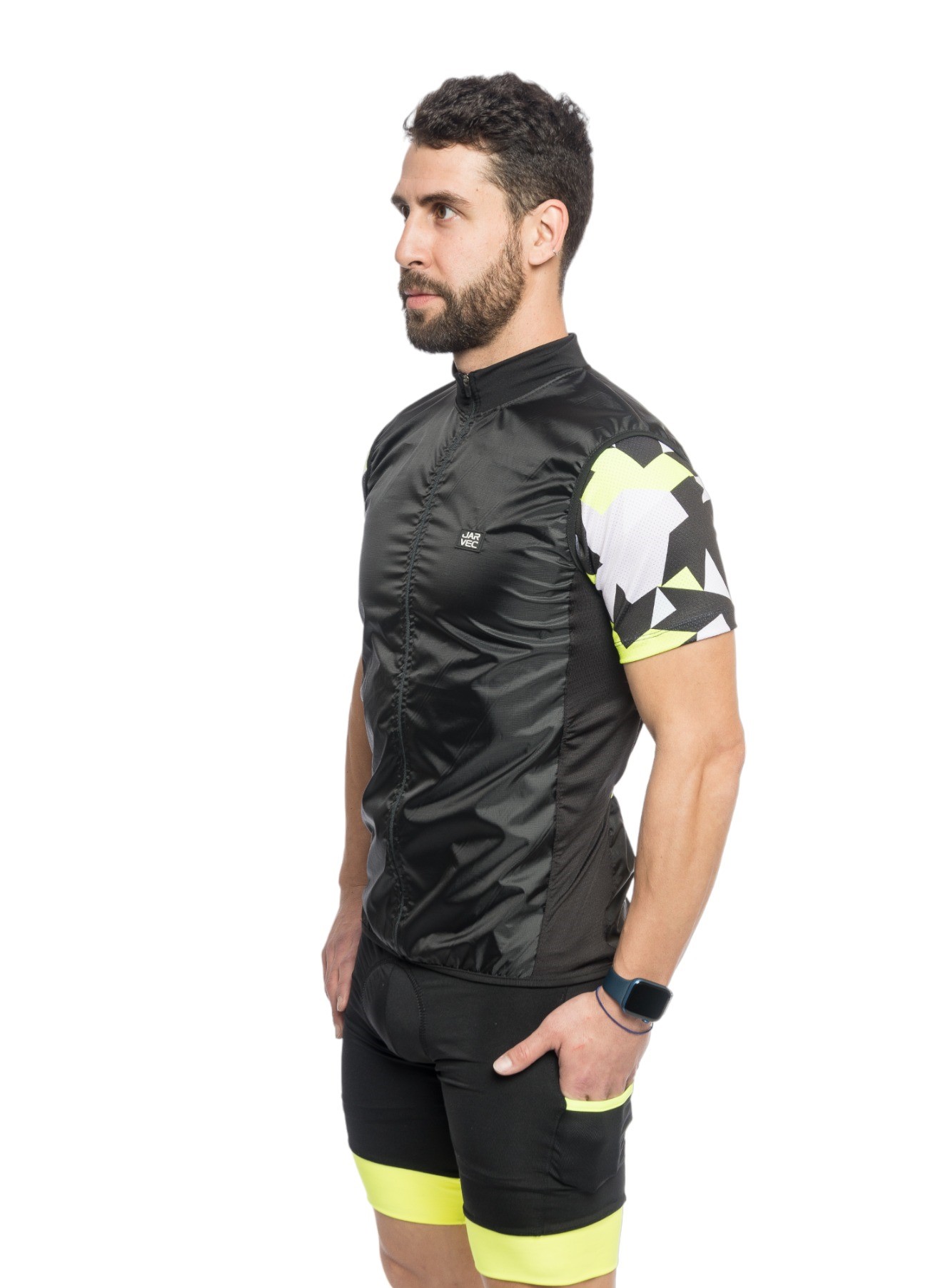 Chaleco impermeable Ciclista/deportistas EVANS Jar Vec Negro y Amarillo Fluo
