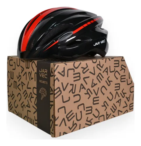Casco Regulable Jar Vec Ganna Con Luz Trasera Negro y Rojo Brillante