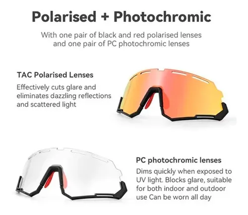 Lentes Rockbros Fotocromáticos Polarizados 2 En 1 