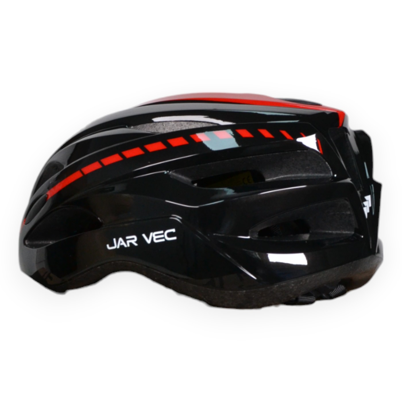 Casco  Regulable Jar Vec Ganna Con Luz Trasera Negro y Rojo Brillante