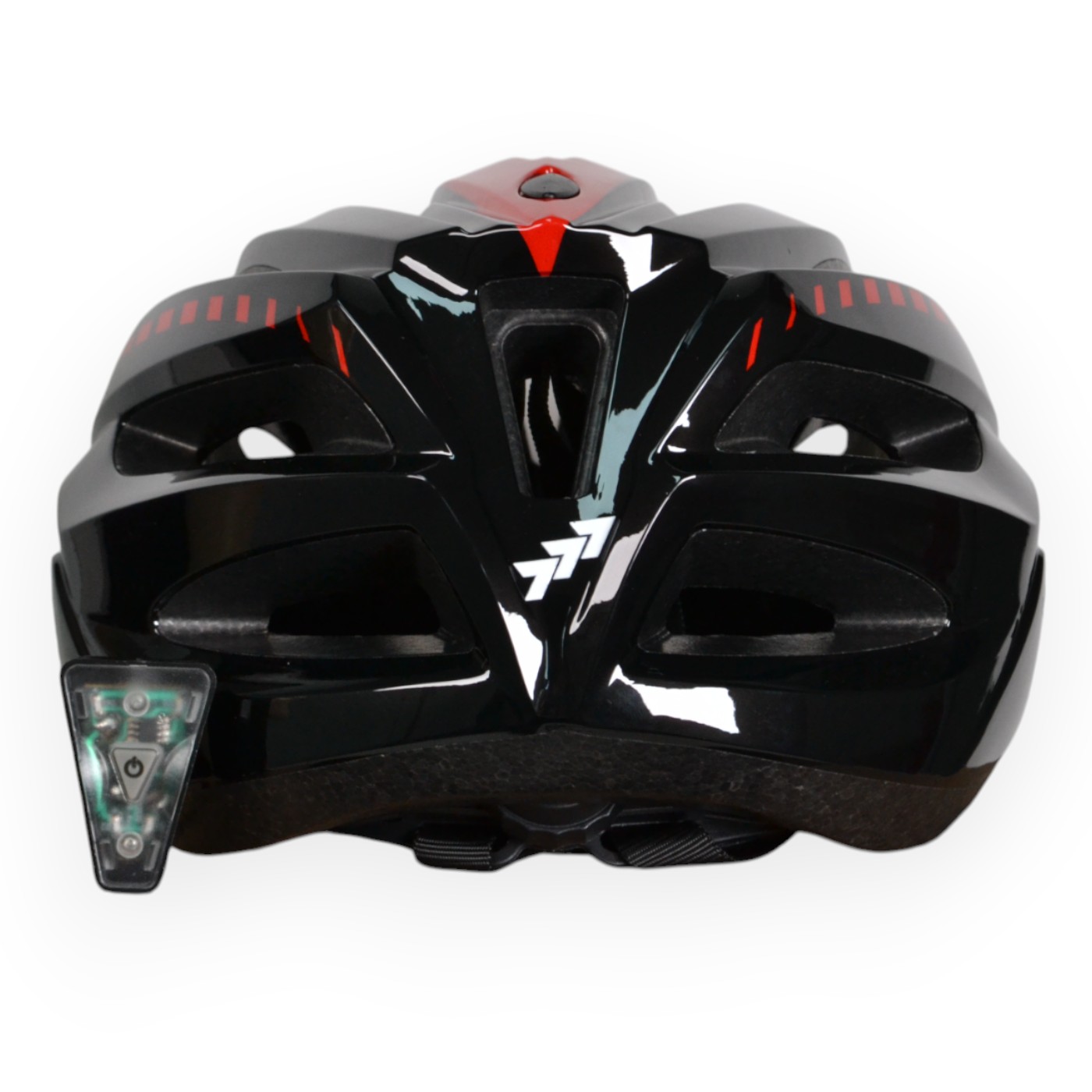 Casco  Regulable Jar Vec Ganna Con Luz Trasera Negro y Rojo Brillante