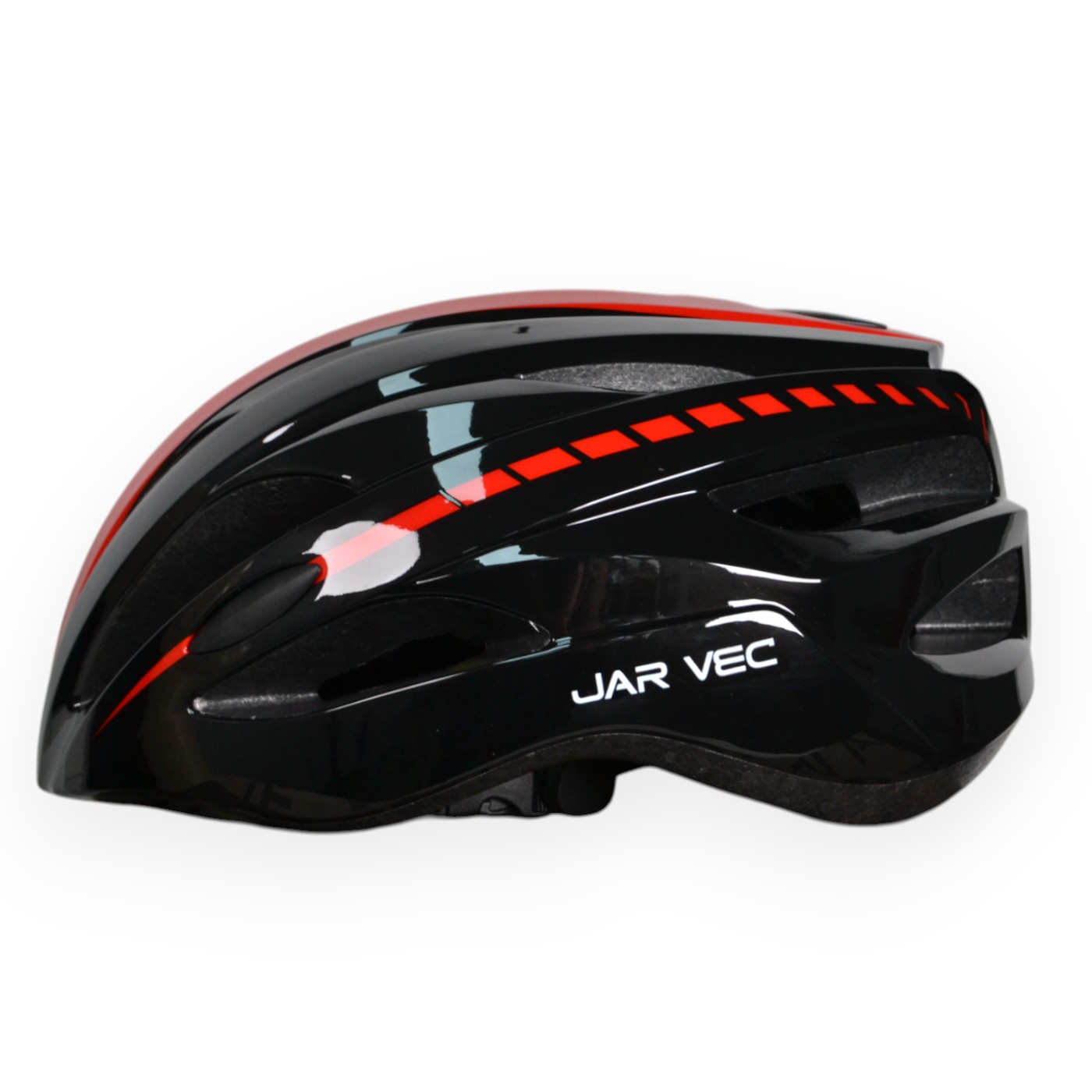 Casco  Regulable Jar Vec Ganna Con Luz Trasera Negro y Rojo Brillante