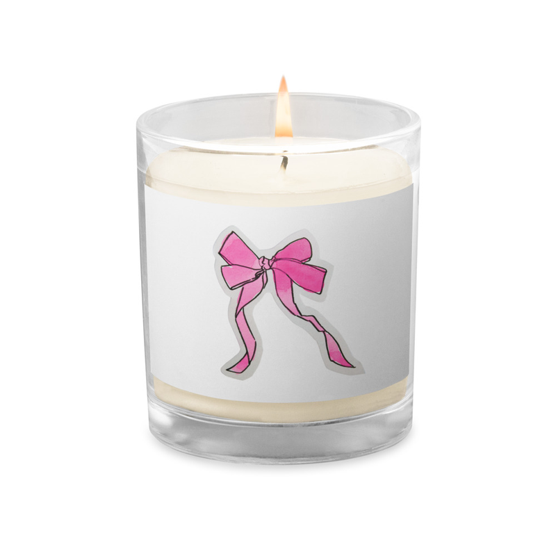 pink bow soy wax candle