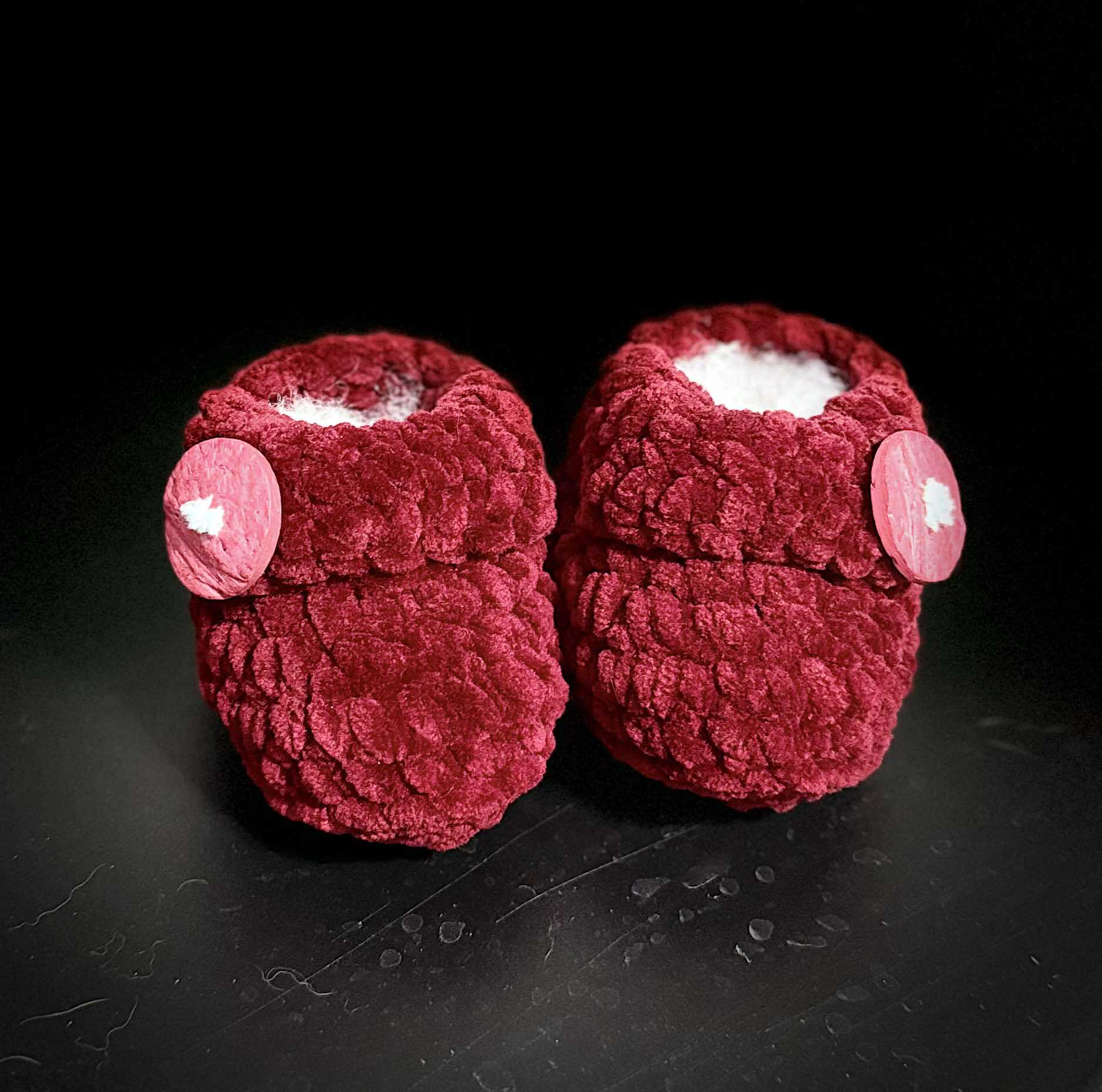 soft red 0-3 month booties