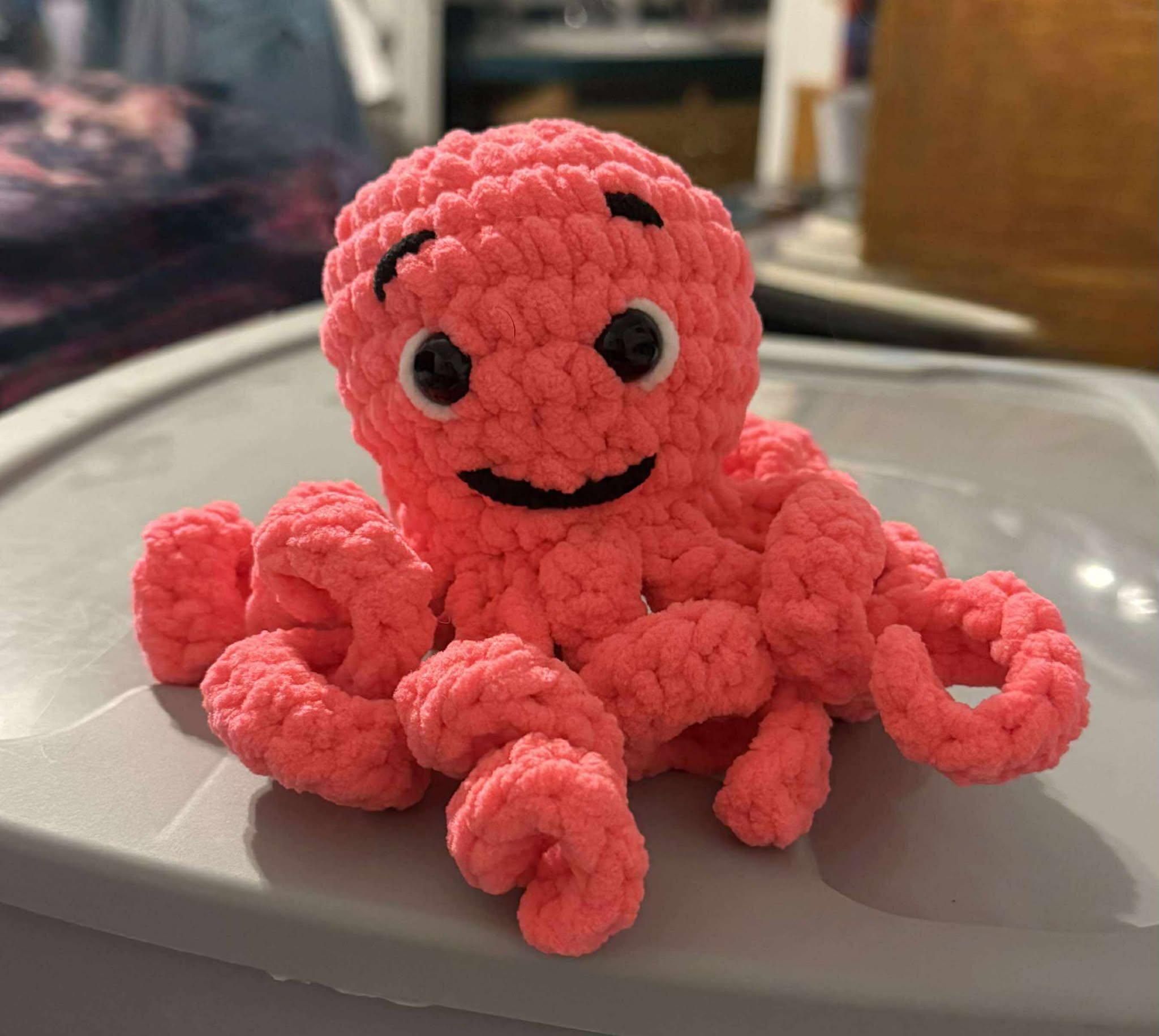 Handmade Pink Plush Octopus