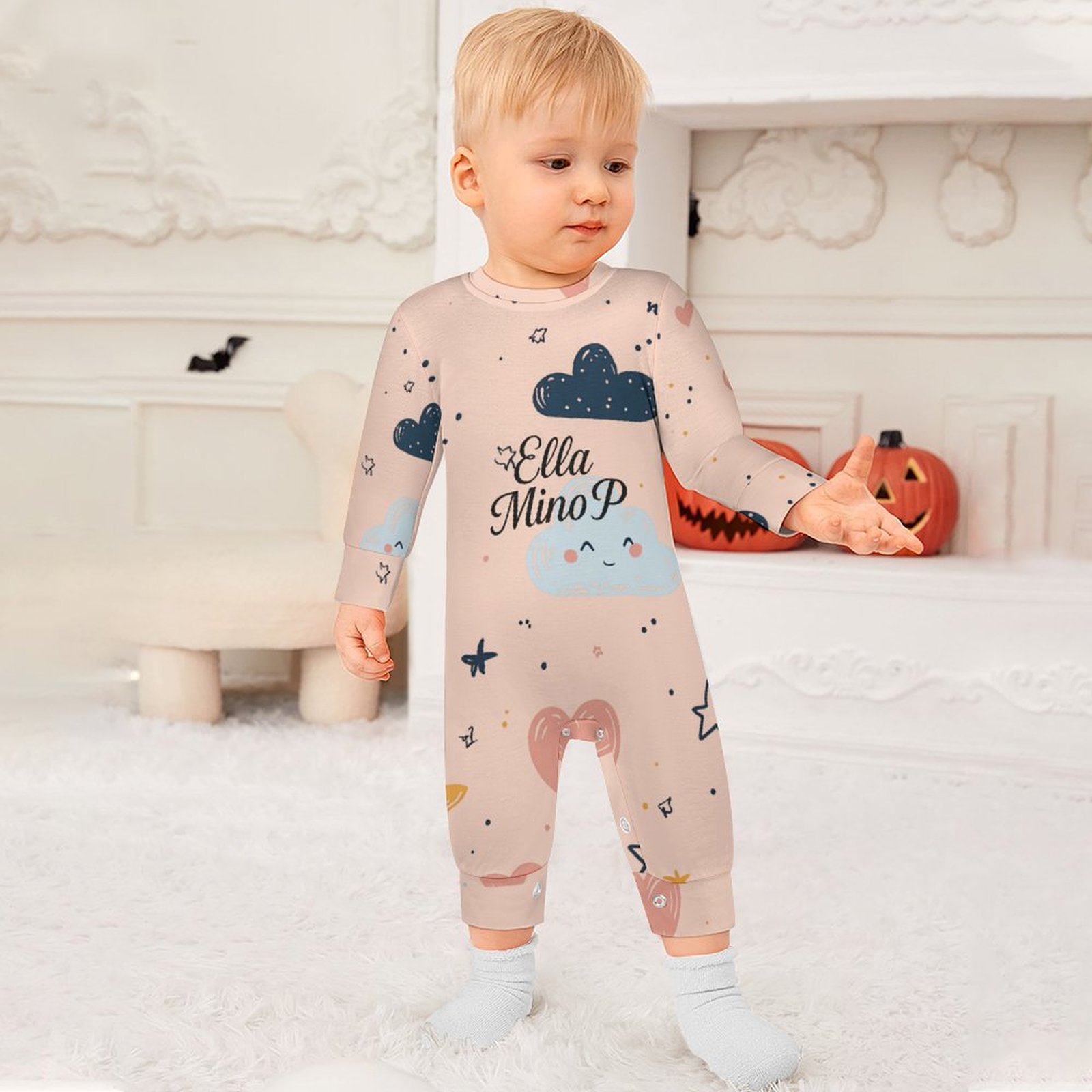 Tiny Tumbles Dusty Peach Romper