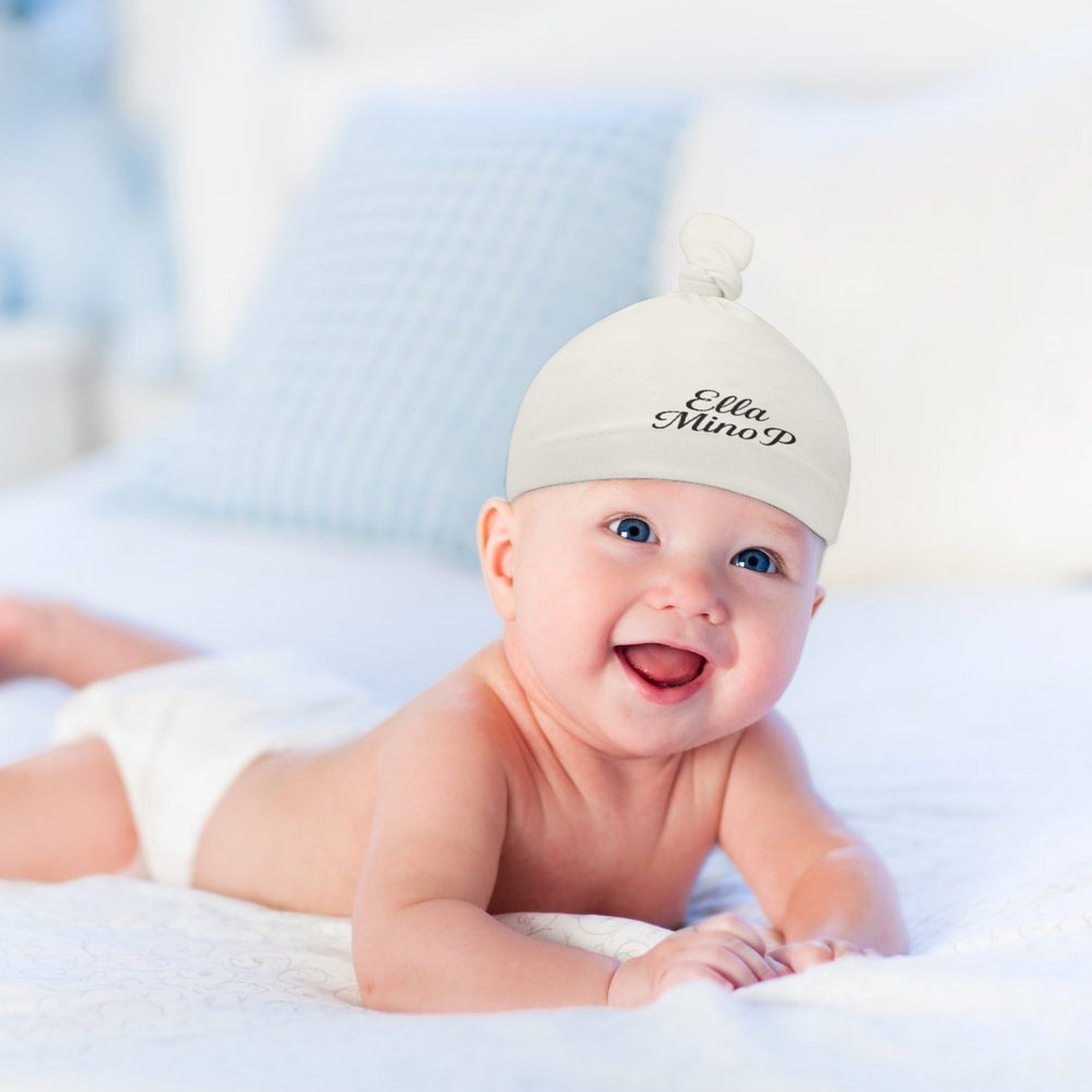 Baby Knot Hat Sky Cream