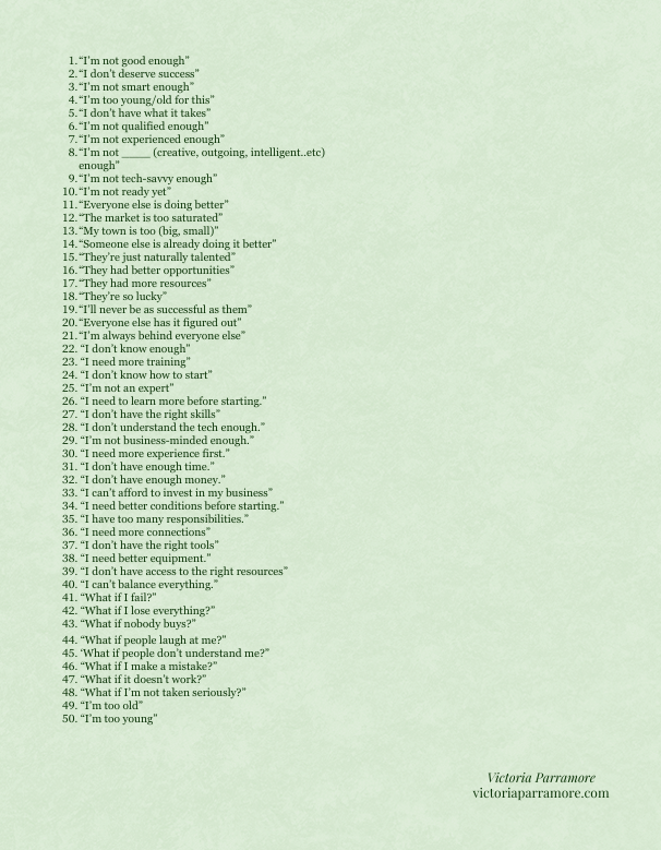 Limiting Beliefs List