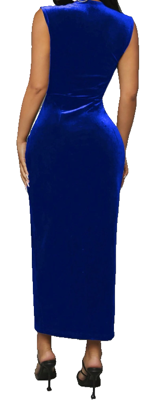 Elegant Blue Velvet Dress