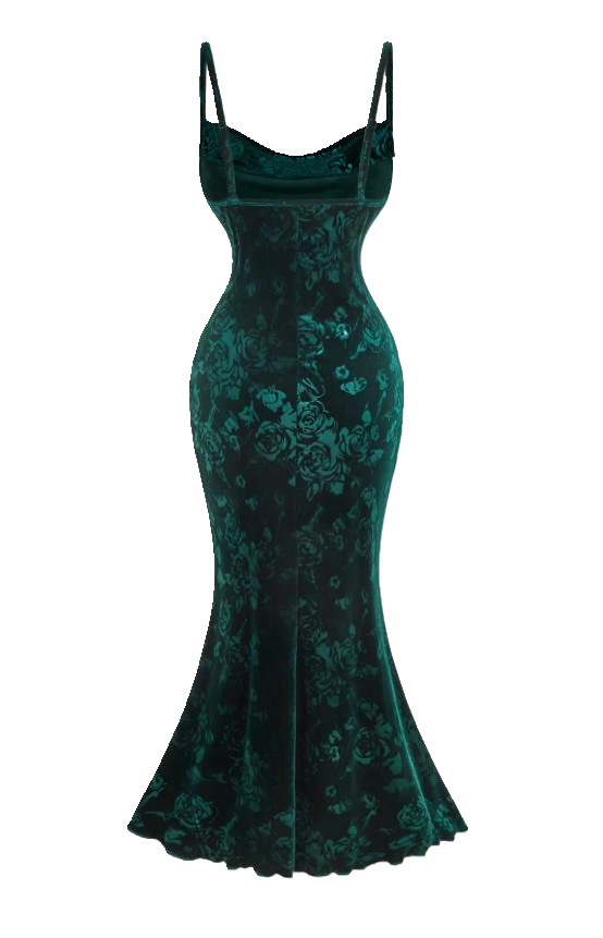 Elegant Green Floral Dress