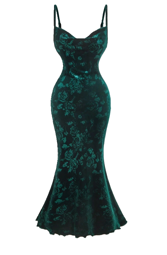 Elegant Green Floral Dress