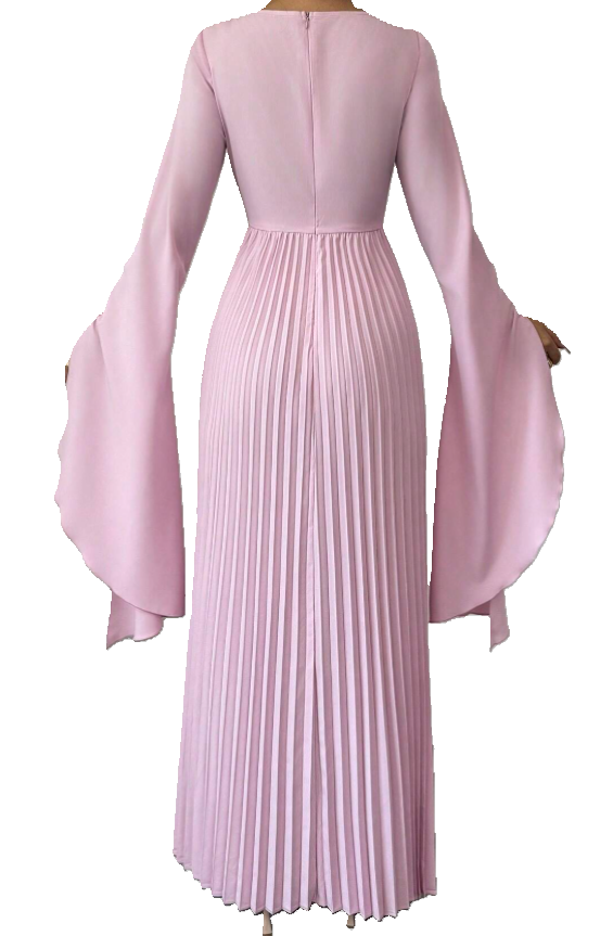 Elegant Pink Pleated Dress