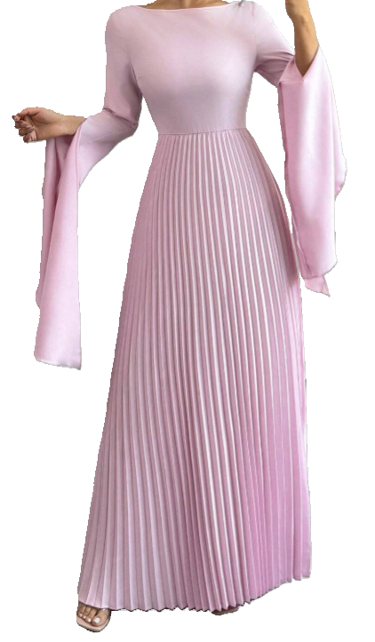 Elegant Pink Pleated Dress