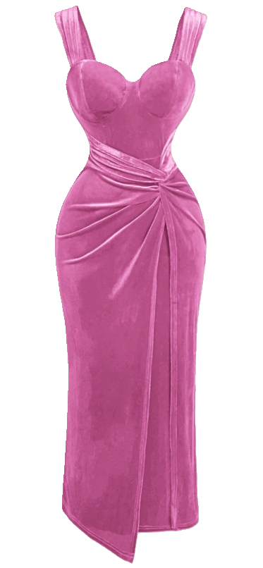 Elegant Pink Velvet Dress