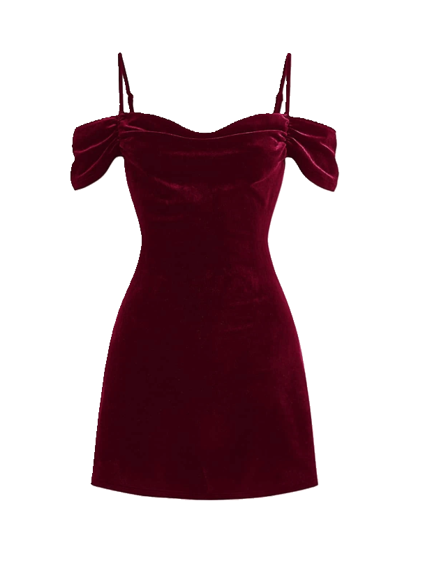 Off-Shoulder Velvet Sweetheart Neckline Cold Shoulder Design Mini Dress