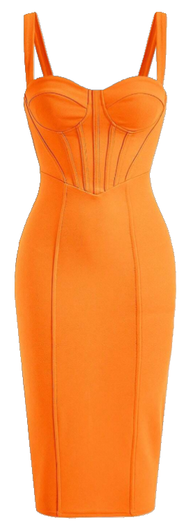 Bodycon Midi Dress Bustier Style with Spaghetti Straps
