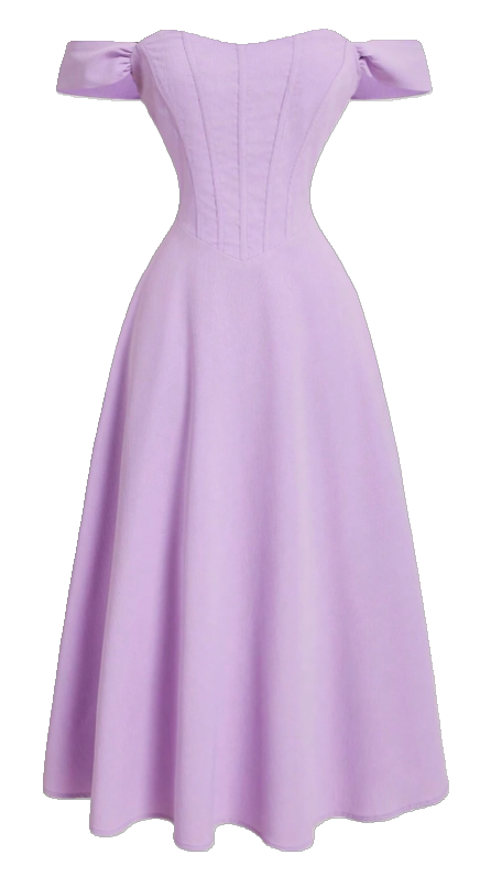 Elegant Lavender Off-Shoulder Dress
