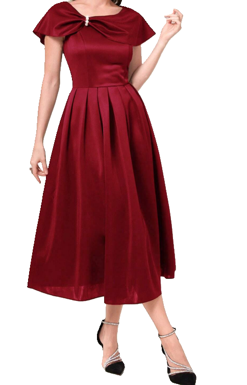 Elegant Burgundy Evening Dress