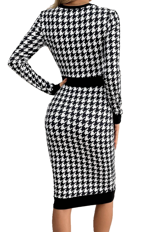 Houndstooth Pattern Dress