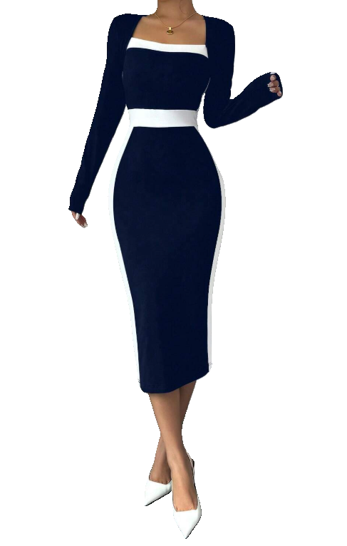 Elegant Navy Blue Bodycon Dress