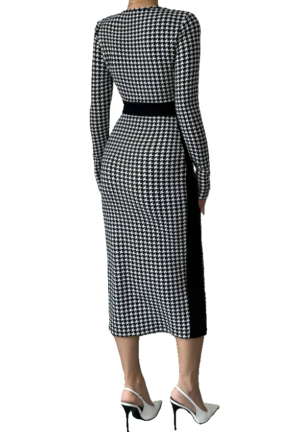 Elegant Houndstooth Dress