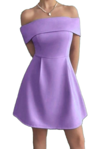 Elegant Off-Shoulder Purple Dress