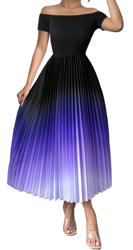 Elegant Off-Shoulder Ombre Dress