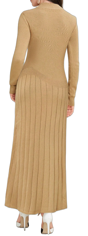 Beige Long Sleeve Knit Dress