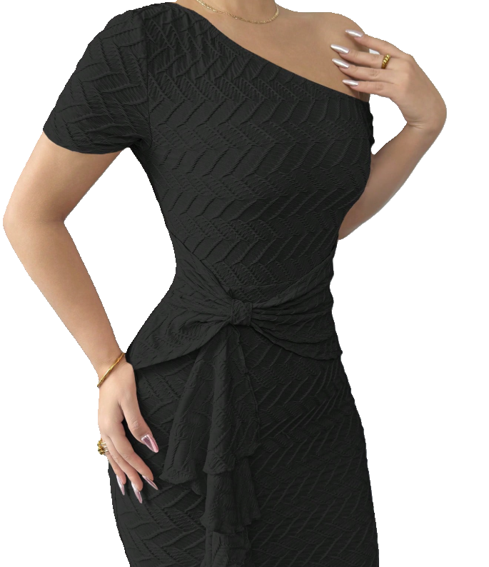 Elegant Black One-Shoulder Dress