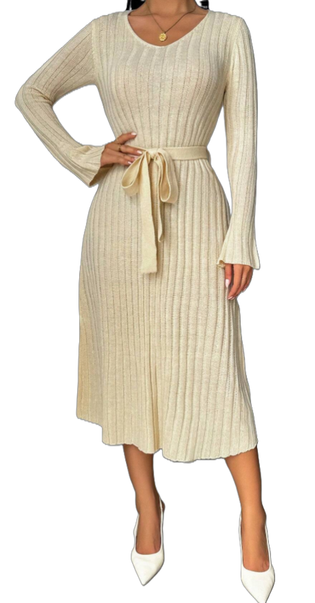 Elegant Ribbed Knit Dress