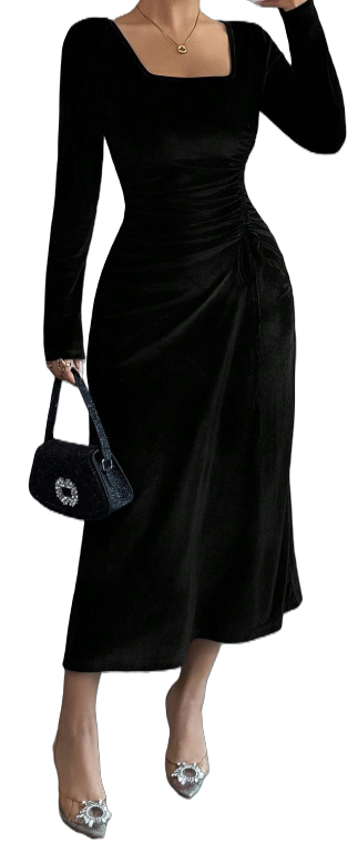 Elegant Black Velvet Dress